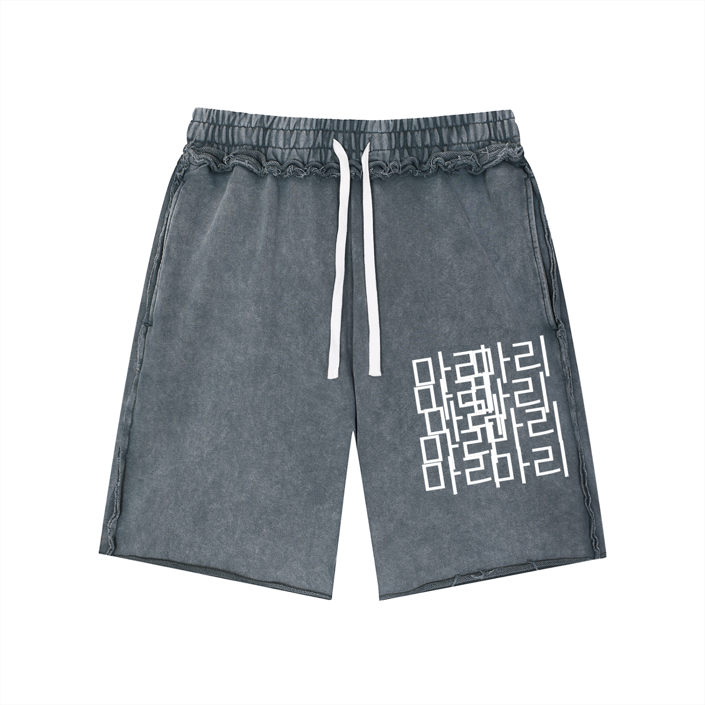 Unisex Mineral Wash Raw Edge Shorts