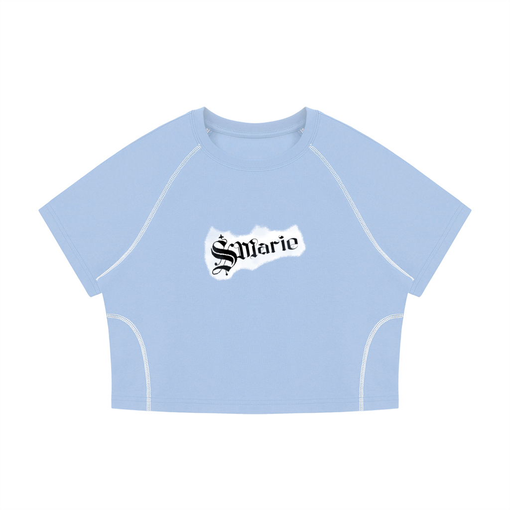 Women's Contrast Stitch Raglan Crop T-Shirt