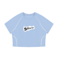 Women's Contrast Stitch Raglan Crop T-Shirt