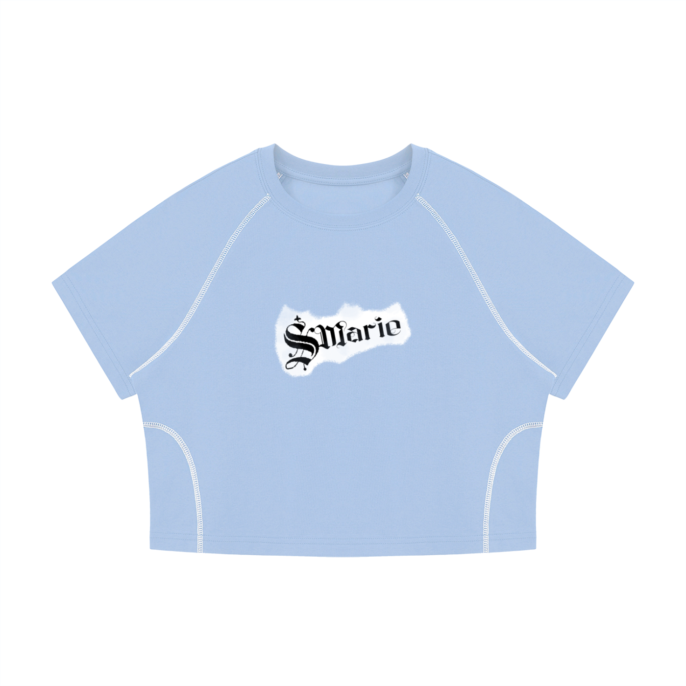 Women's Contrast Stitch Raglan Crop T-Shirt