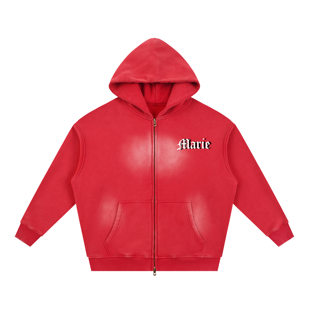 Sunfade Two-way Zipper Boxy Fleece Hoodie