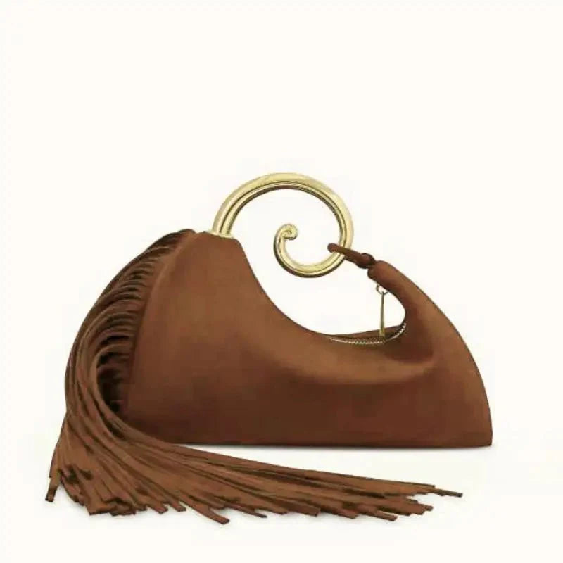 Boho Style Fringe Rivet Crossbody Bag