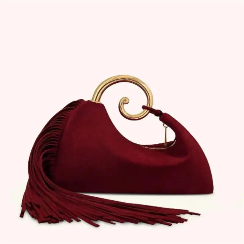 Boho Style Fringe Rivet Crossbody Bag