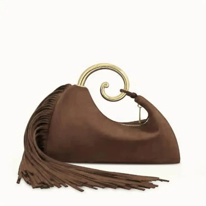 Boho Style Fringe Rivet Crossbody Bag