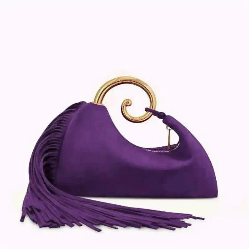 Boho Style Fringe Rivet Crossbody Bag