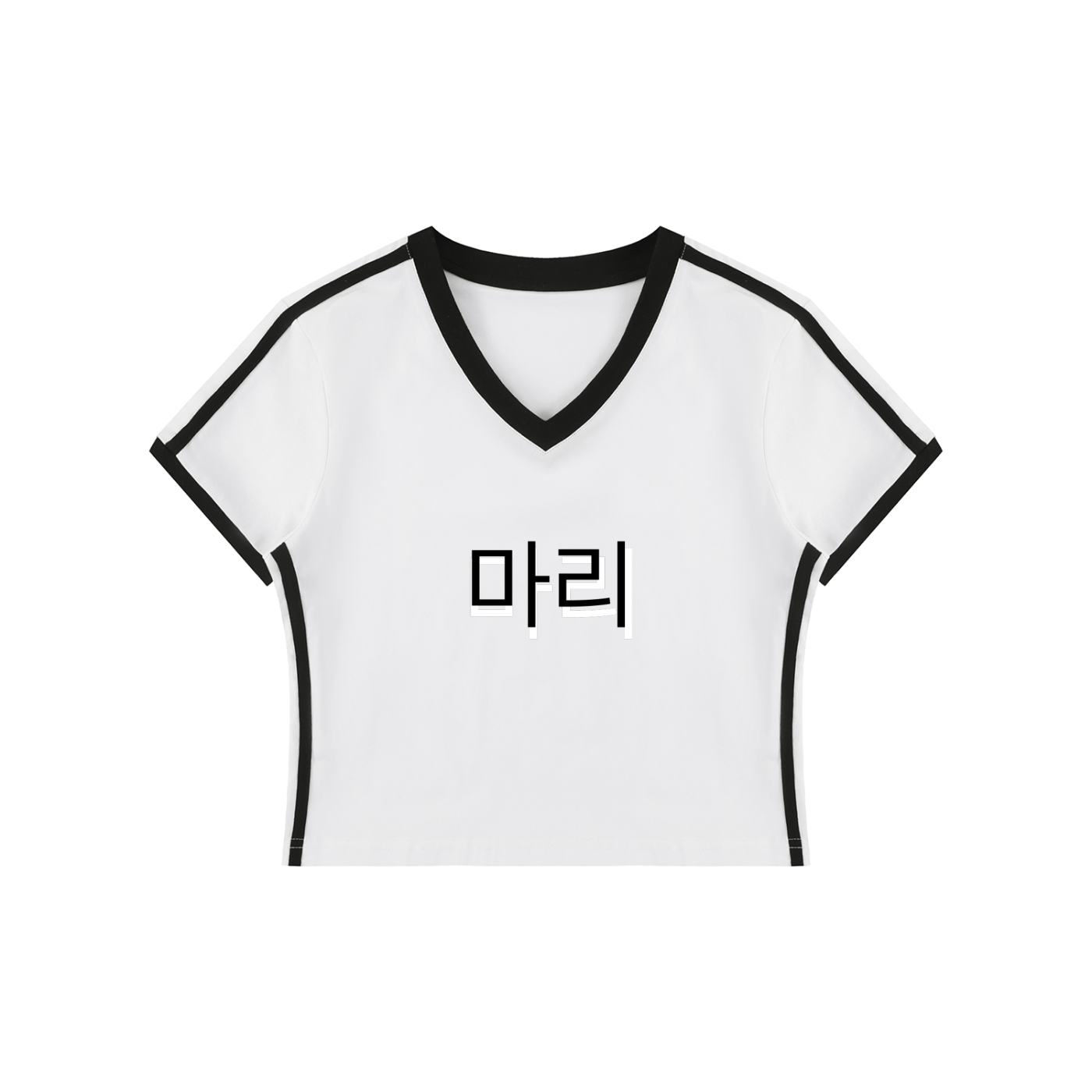 Women's Retro Binding V-Neck Crop T-Shirt