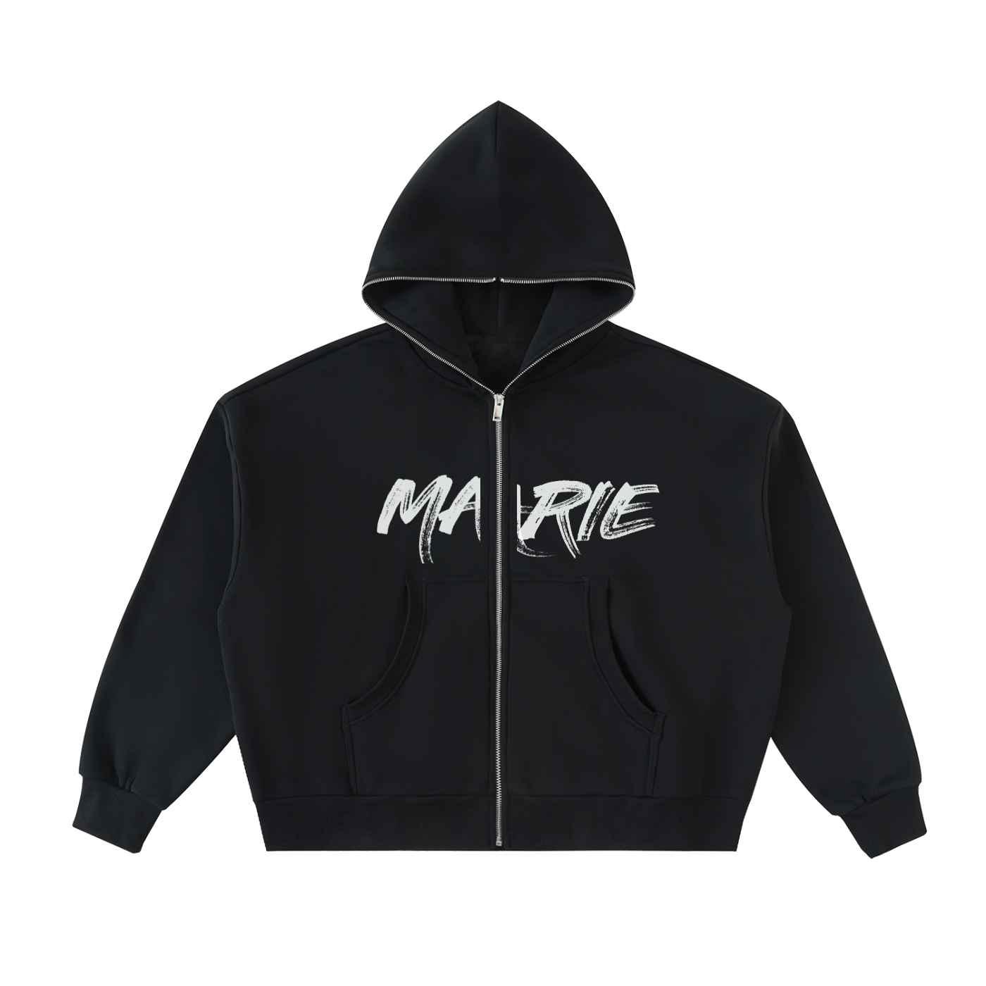 Fleeced Full-Zip Boxy Hoodie