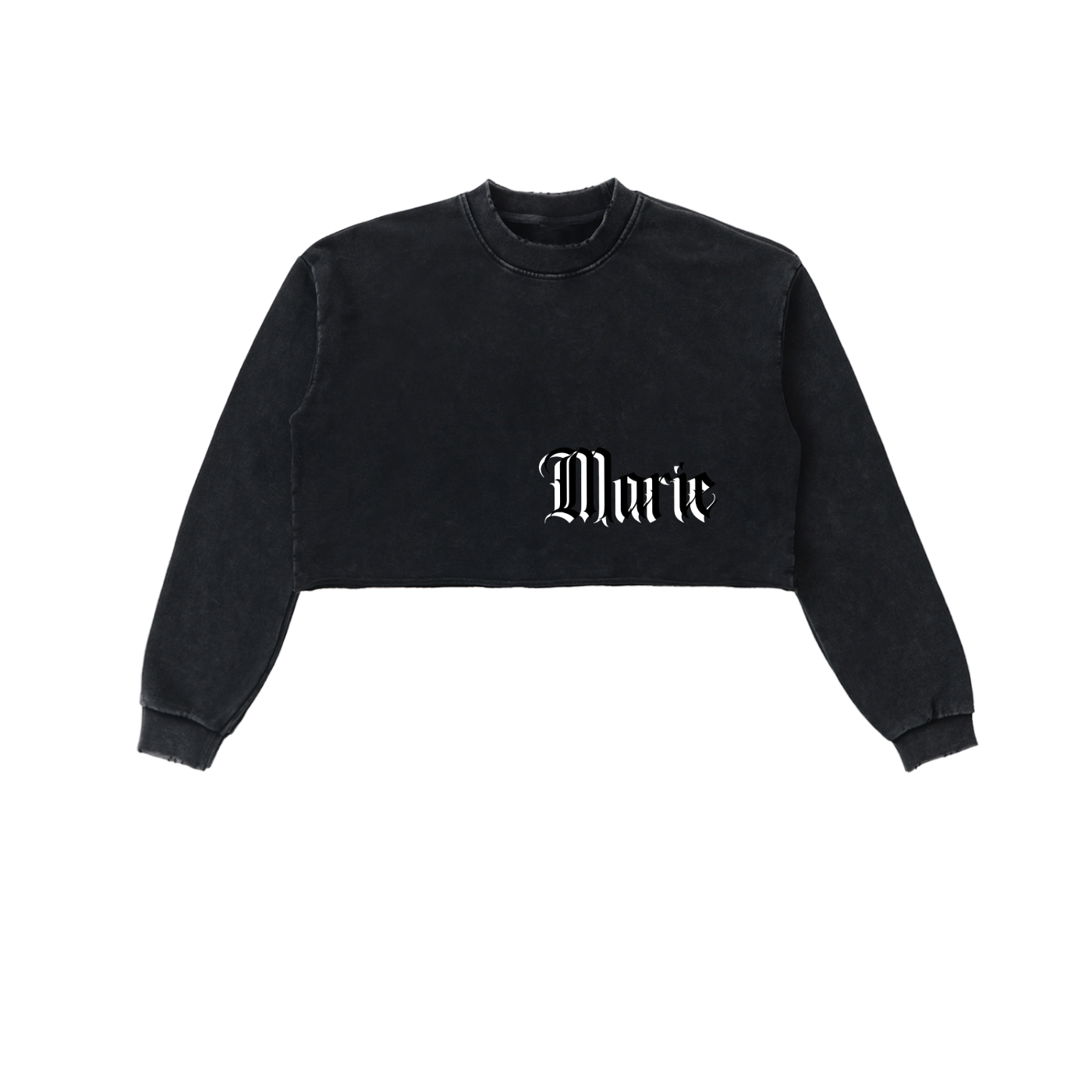 Snow Washed Raw Edge Cropped Sweatshirt