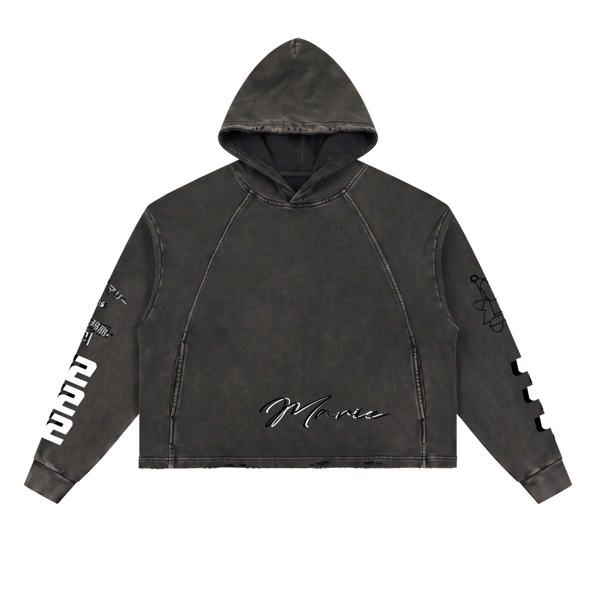 Vintage Washed Frayed-Hem Hoodie