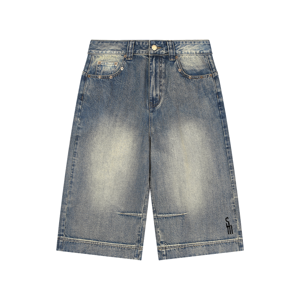 Vintage Wash Baggy Denim Shorts
