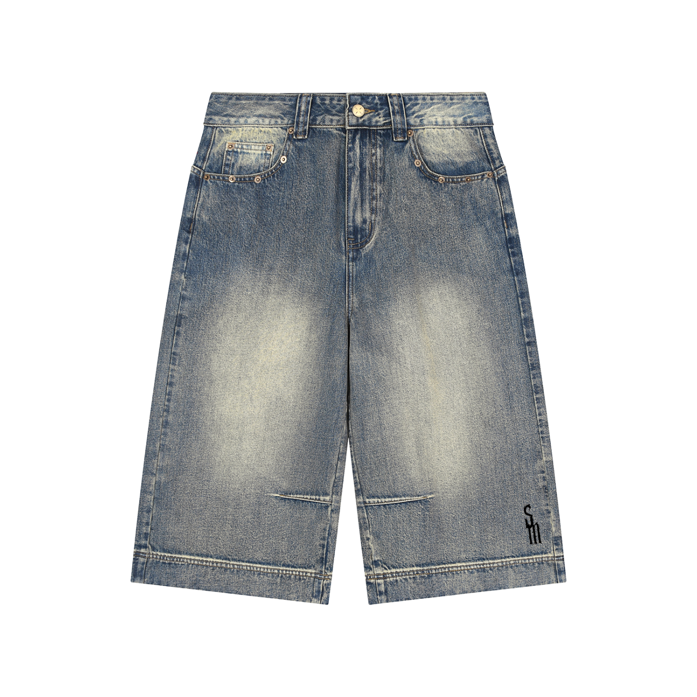 Vintage Wash Baggy Denim Shorts