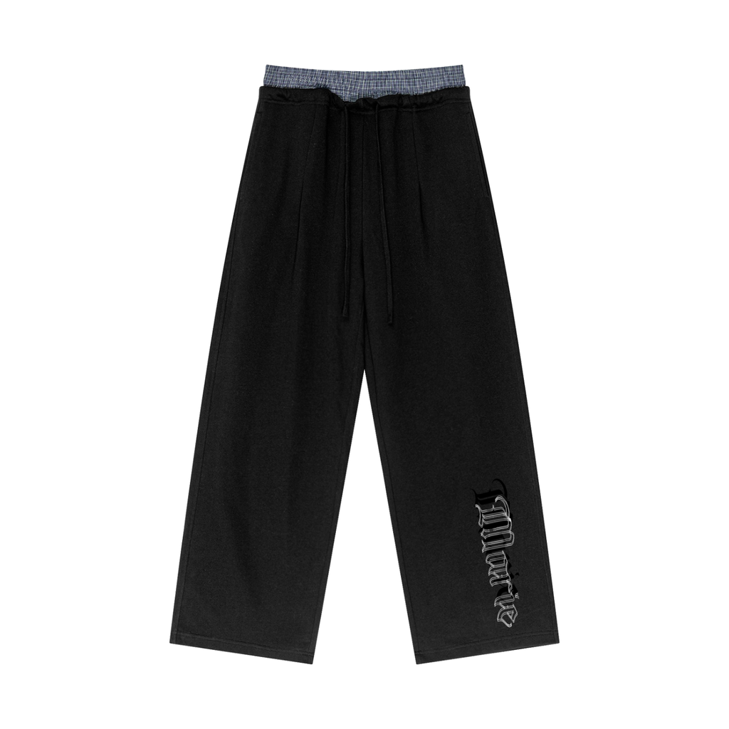 Plaid Contrast Waist Pants