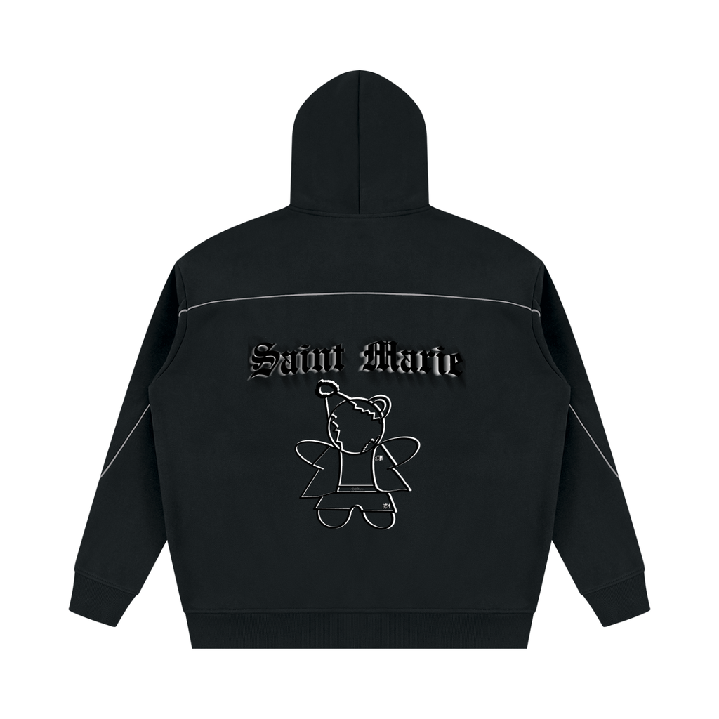 Unisex Oversized Piping Fleece Hoodie