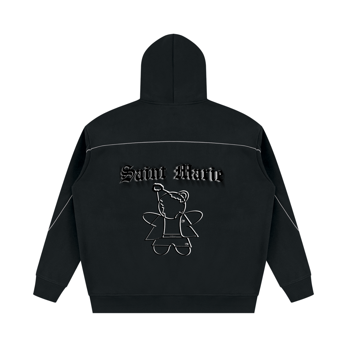 Unisex Oversized Piping Fleece Hoodie