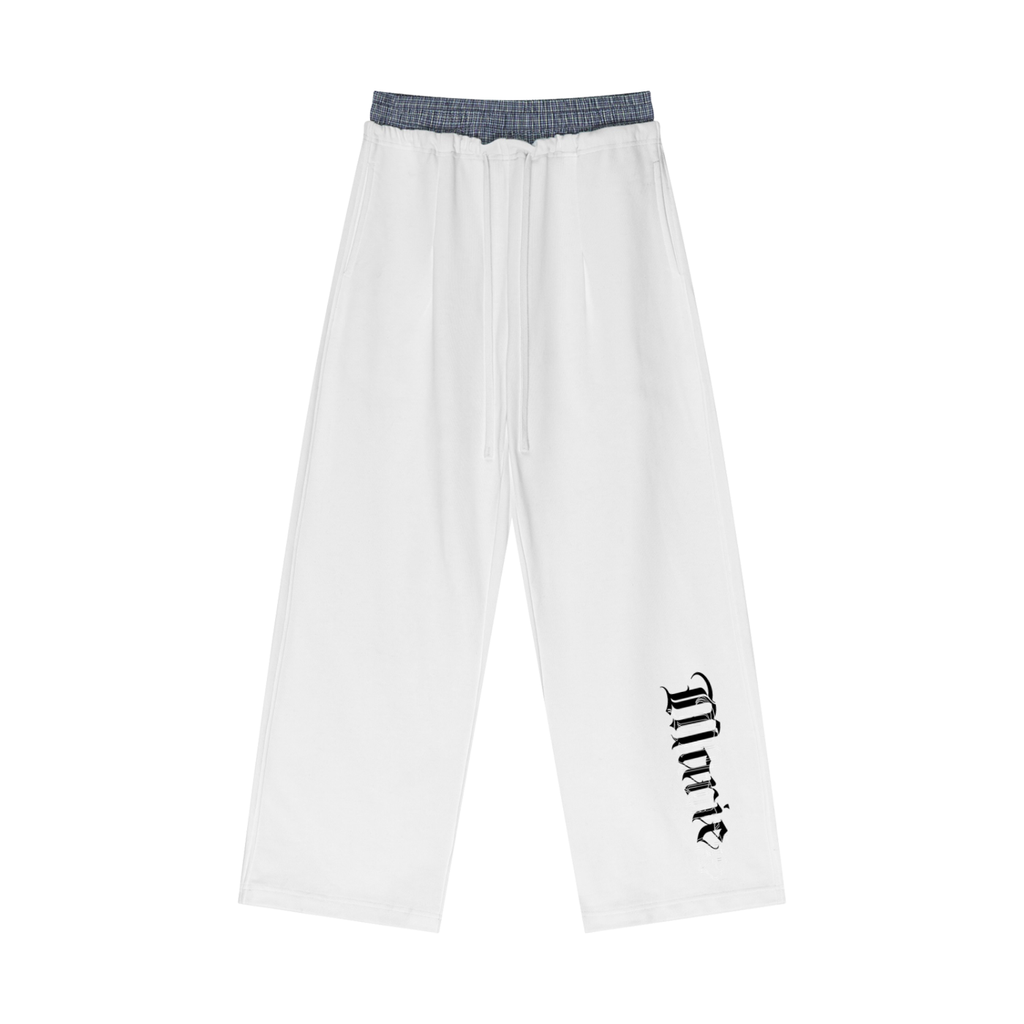 Plaid Contrast Waist Pants