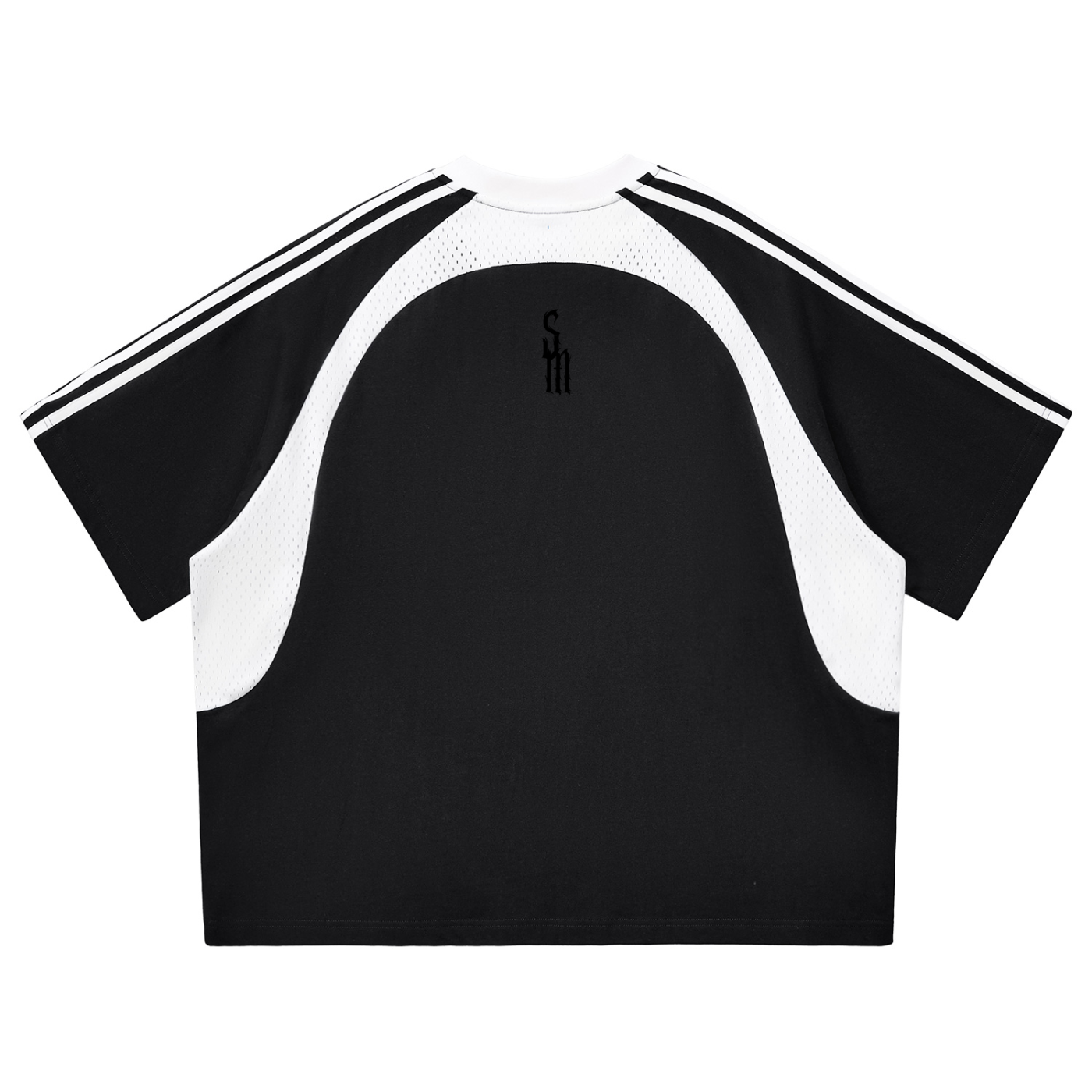 Contrast Stripes Panel Mesh T-shirt
