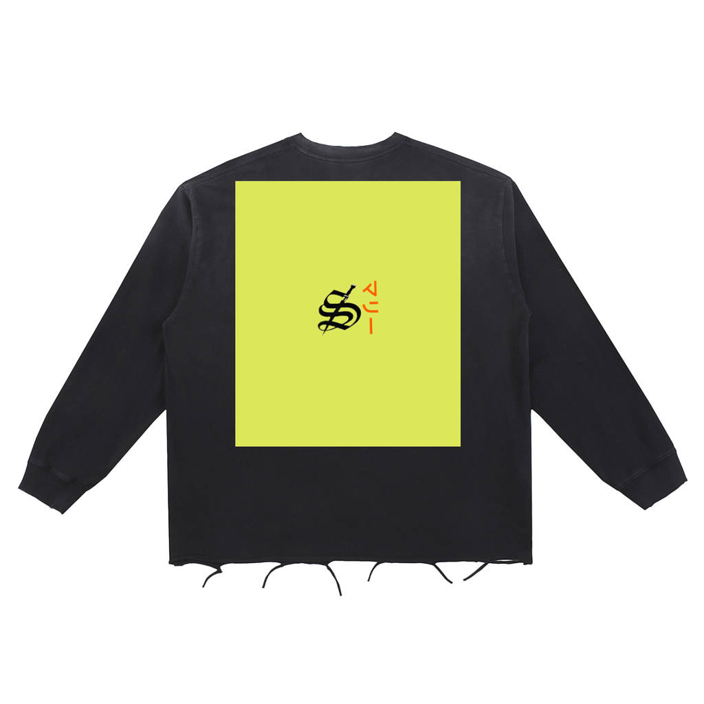 Snow Wash Raw Edge Cotton T-Shirt