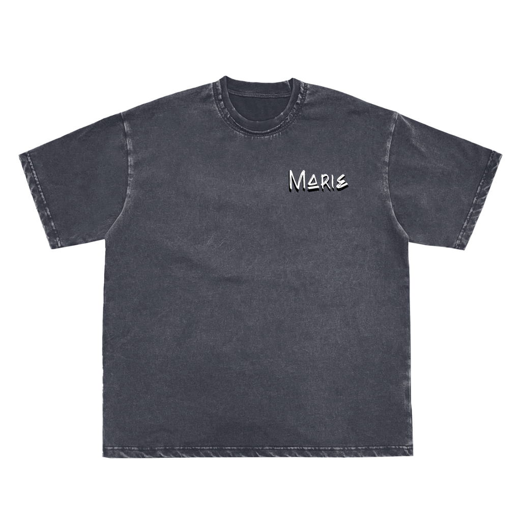 Snow Washed Raw-Edge Neckline T-Shirt