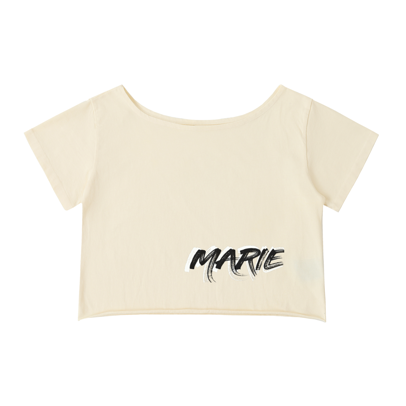 Off-Shoulder Rolled Hem Cotton T-Shirt