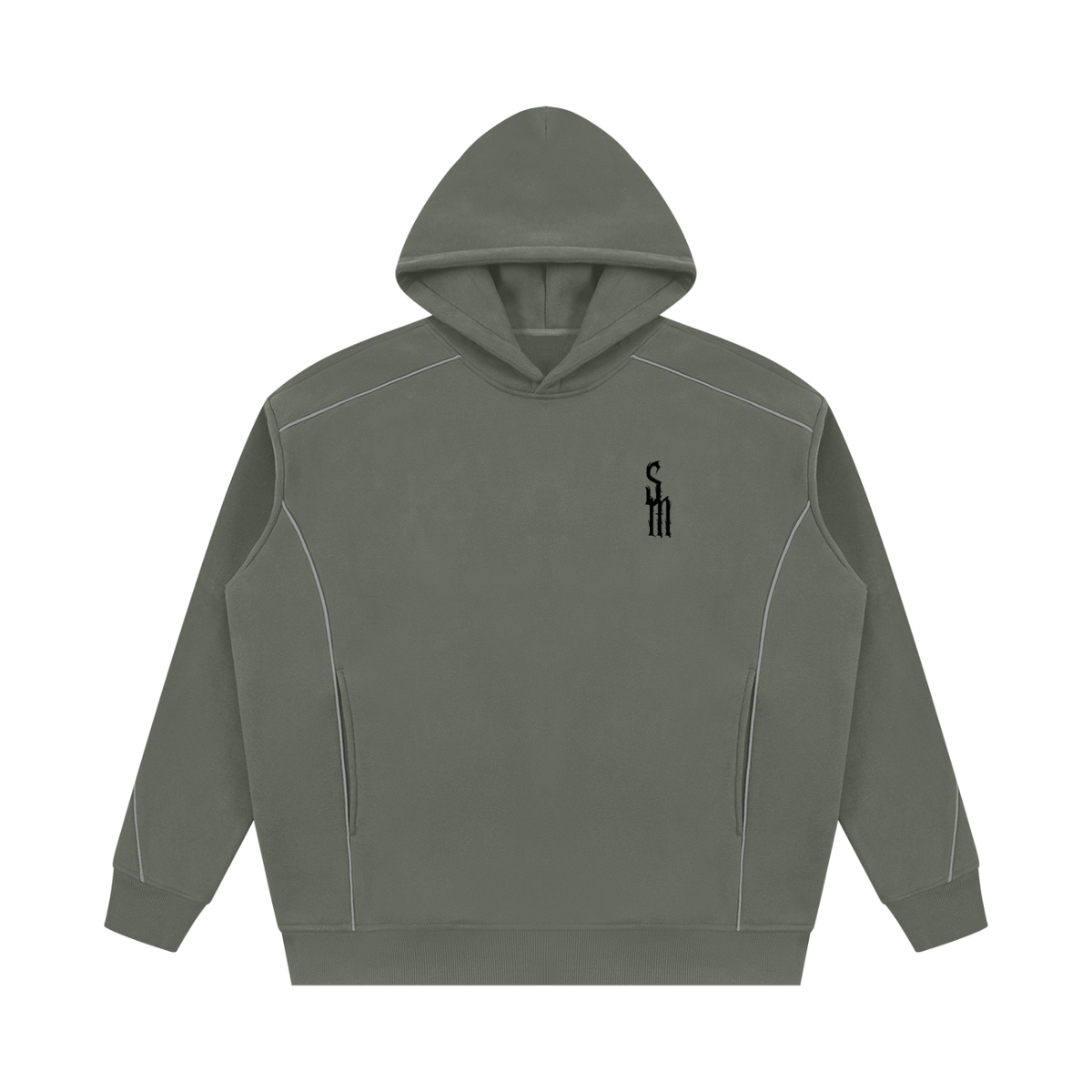Unisex Oversized Piping Fleece Hoodie