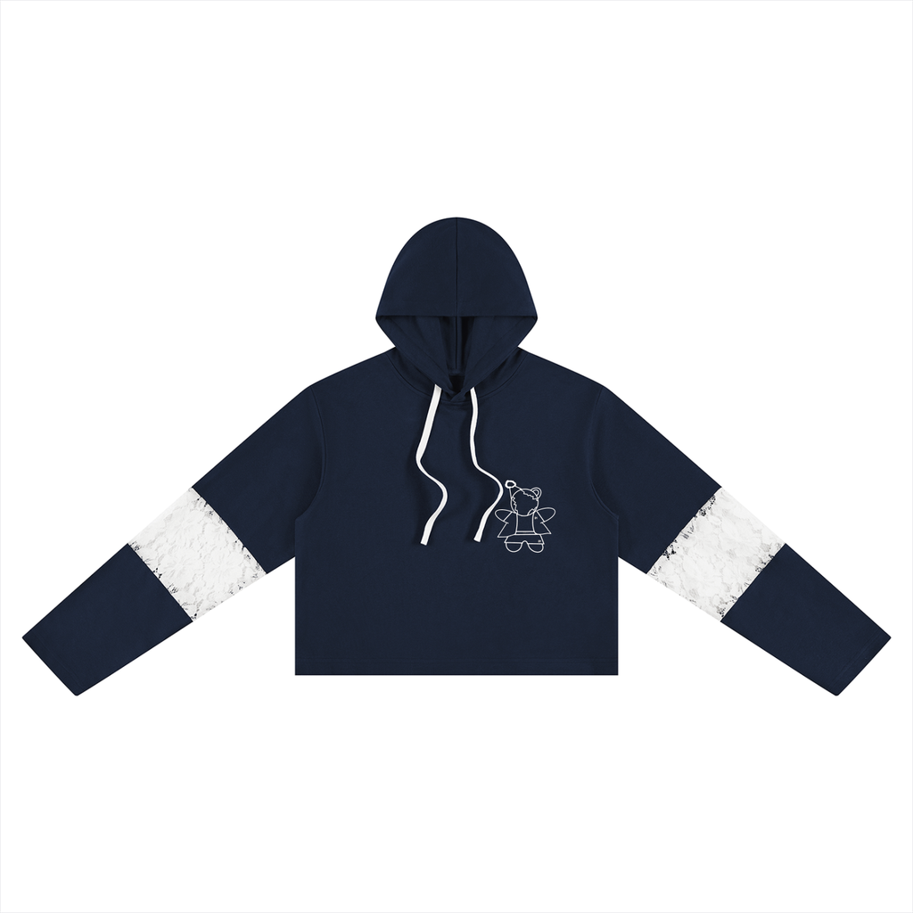 Women’s Cropped Lace-Panel Hoodie