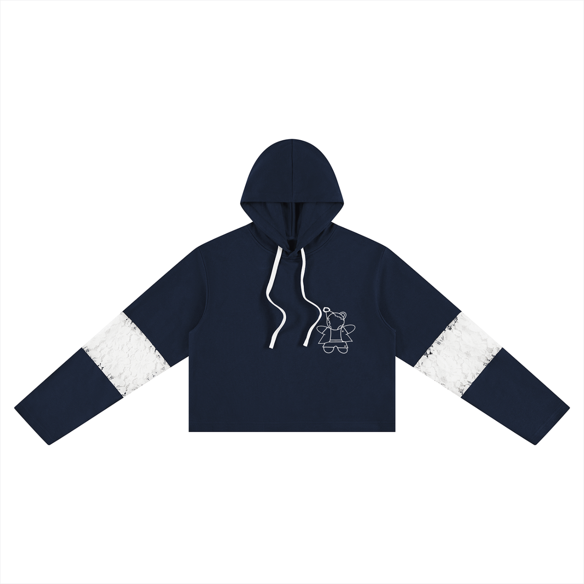 Women’s Cropped Lace-Panel Hoodie