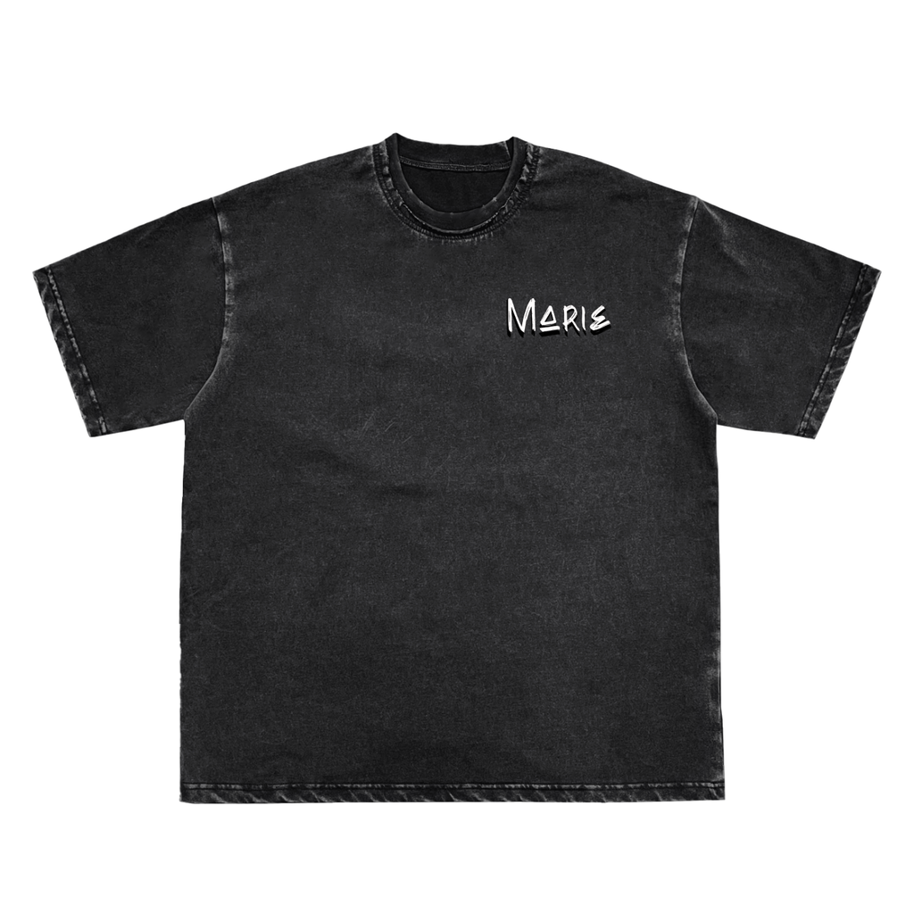 Snow Washed Raw-Edge Neckline T-Shirt