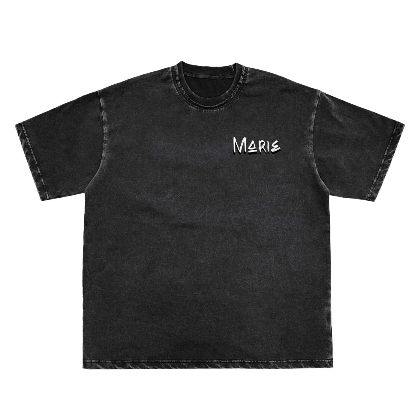Snow Washed Raw-Edge Neckline T-Shirt