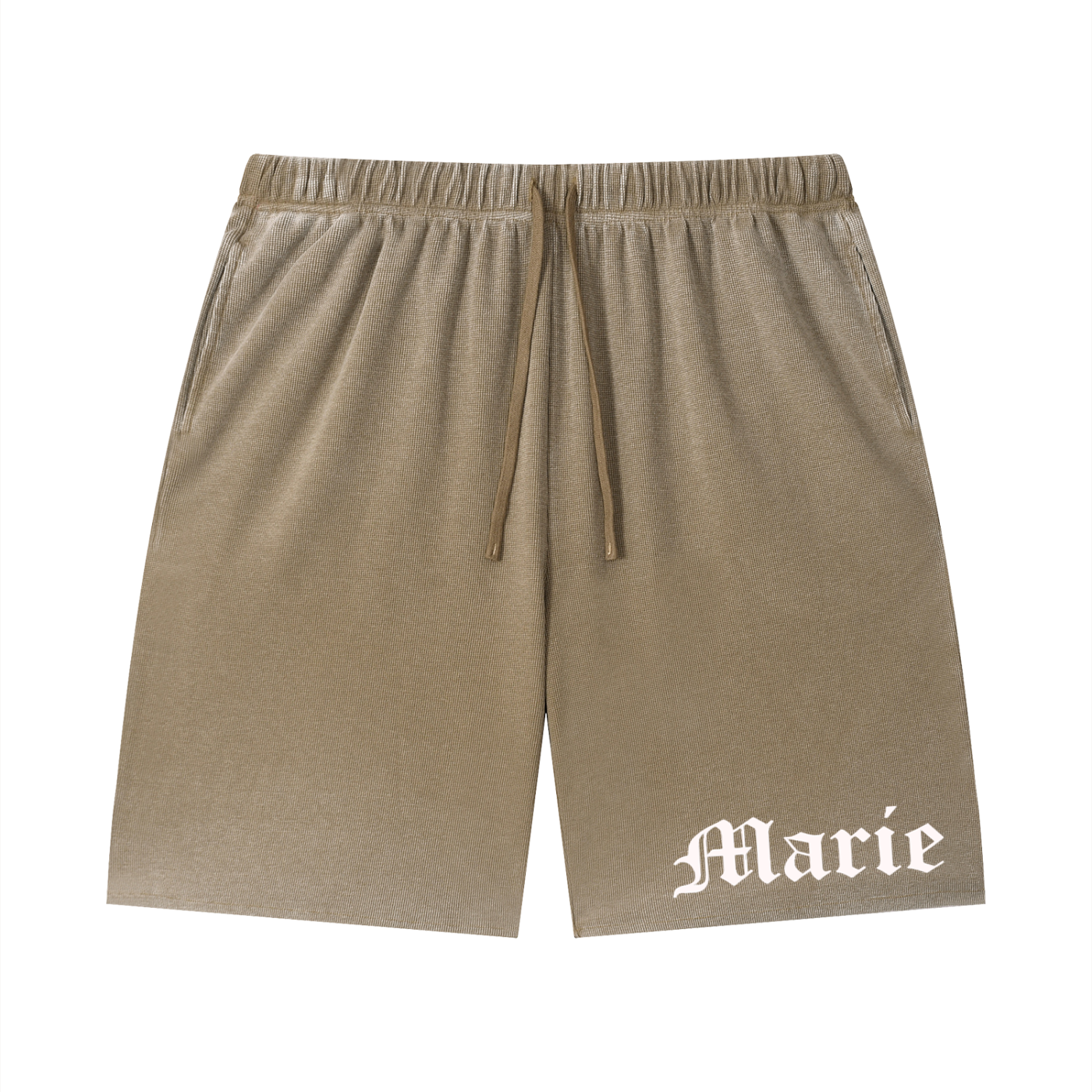 Unisex Vintage Wash Sunfade Waffle Raw Hem Shorts
