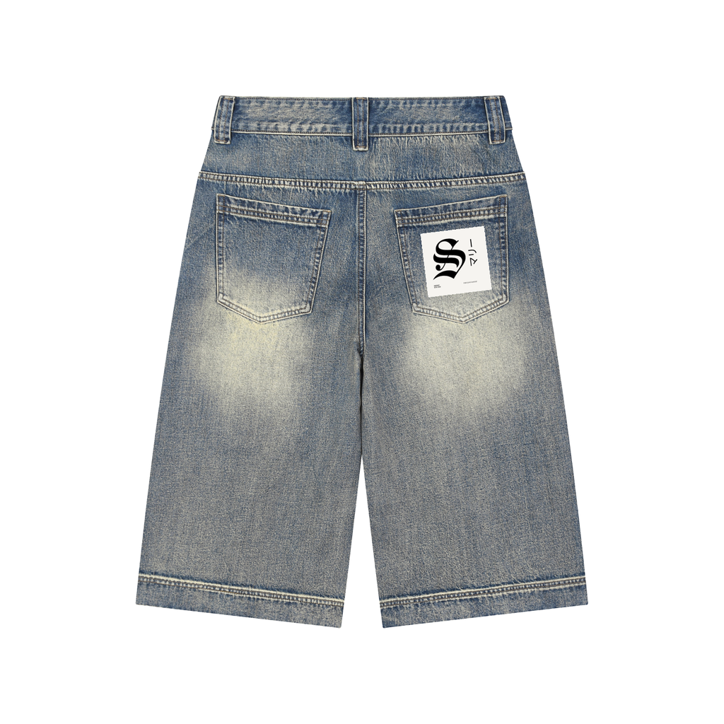 Vintage Wash Baggy Denim Shorts