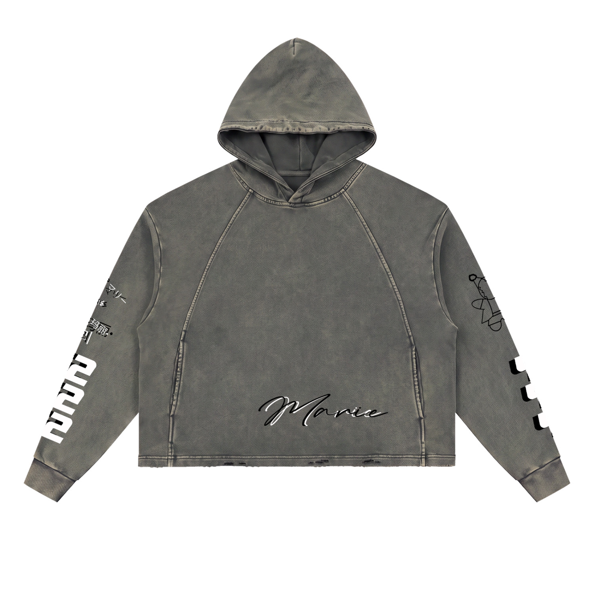 Vintage Washed Frayed-Hem Hoodie