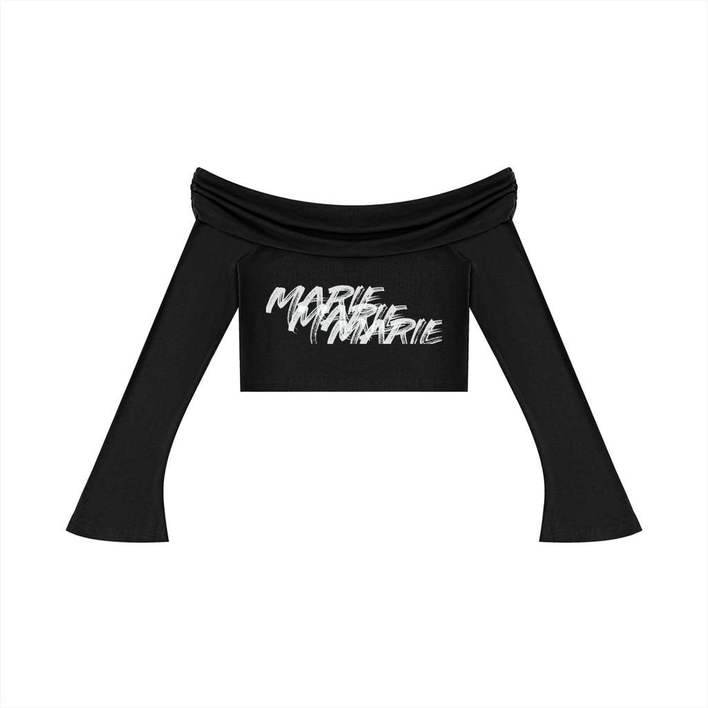 Women's Off-the-Shoulder Bell Sleeve Crop T-Shirt