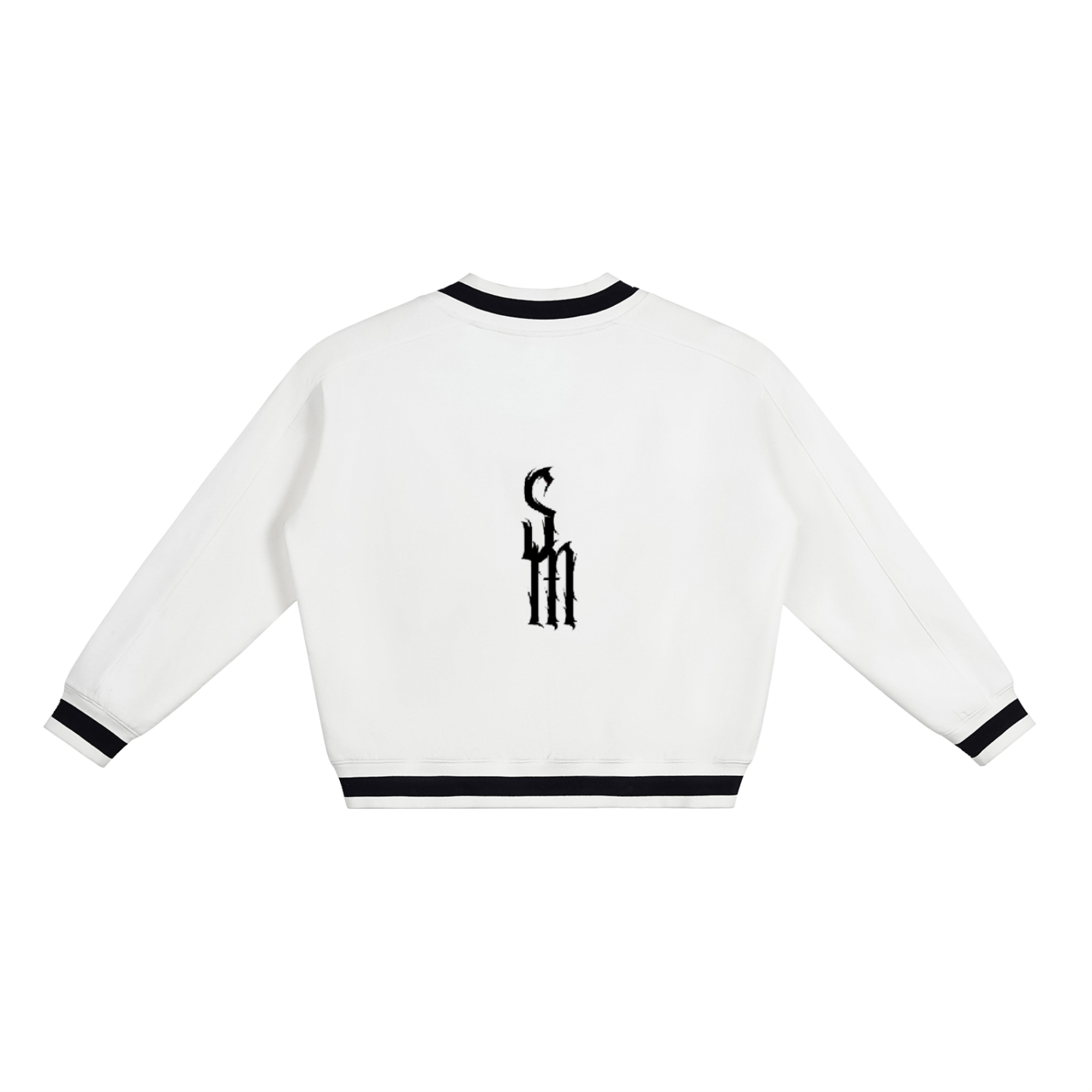 V-Neck Contrast Collar Boxy Sweatshirt