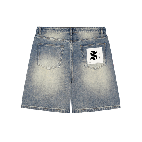 Faded Distressed Baggy Denim Shorts