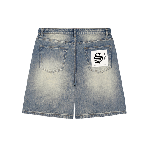 Faded Distressed Baggy Denim Shorts