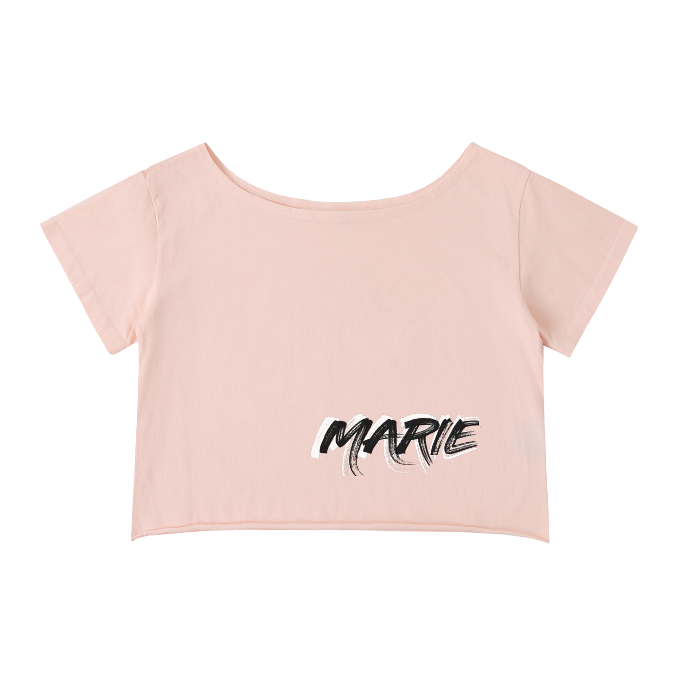 Off-Shoulder Rolled Hem Cotton T-Shirt