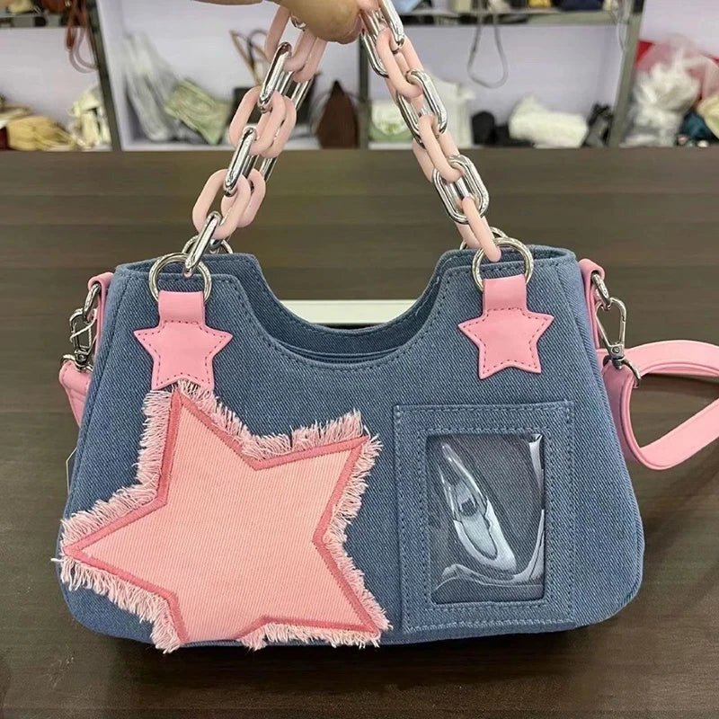 Denim Underarm Designer Handbag - Small Crossbody Bag