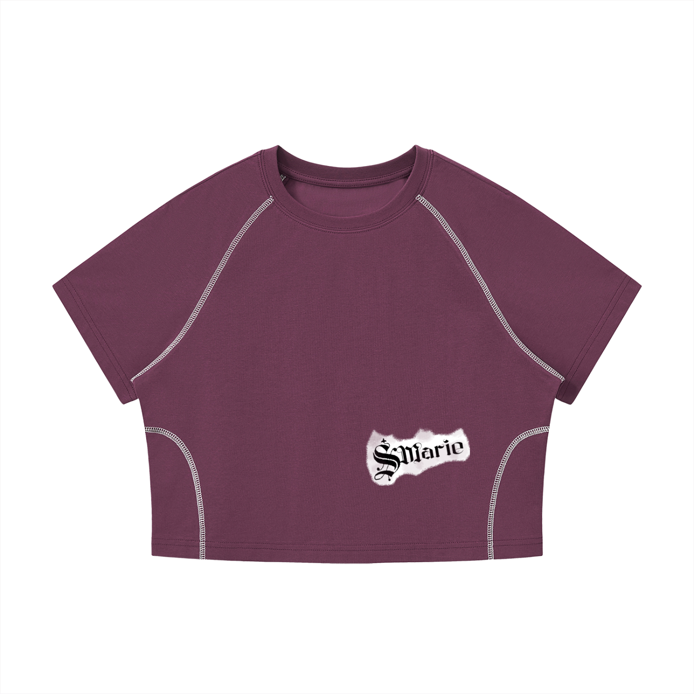 Women's Contrast Stitch Raglan Crop T-Shirt
