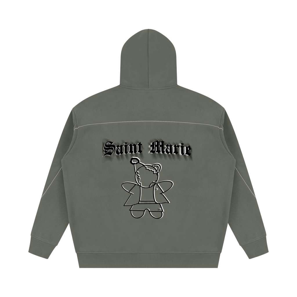 Unisex Oversized Piping Fleece Hoodie