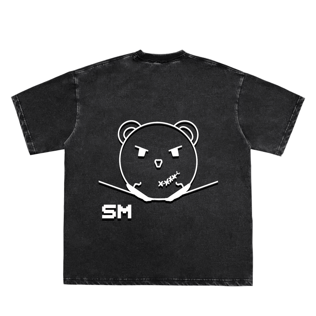 Snow Washed Raw-Edge Neckline T-Shirt