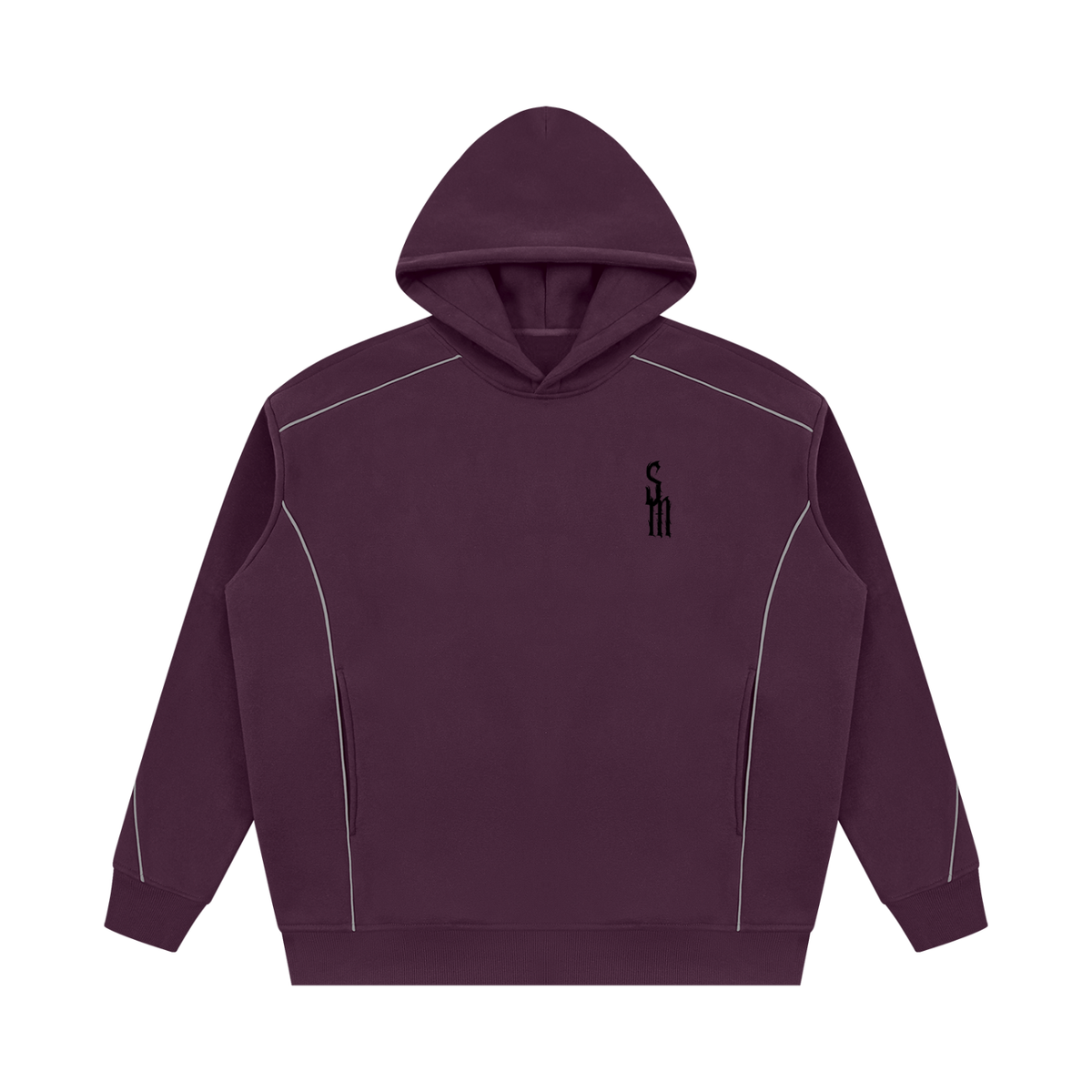 Unisex Oversized Piping Fleece Hoodie