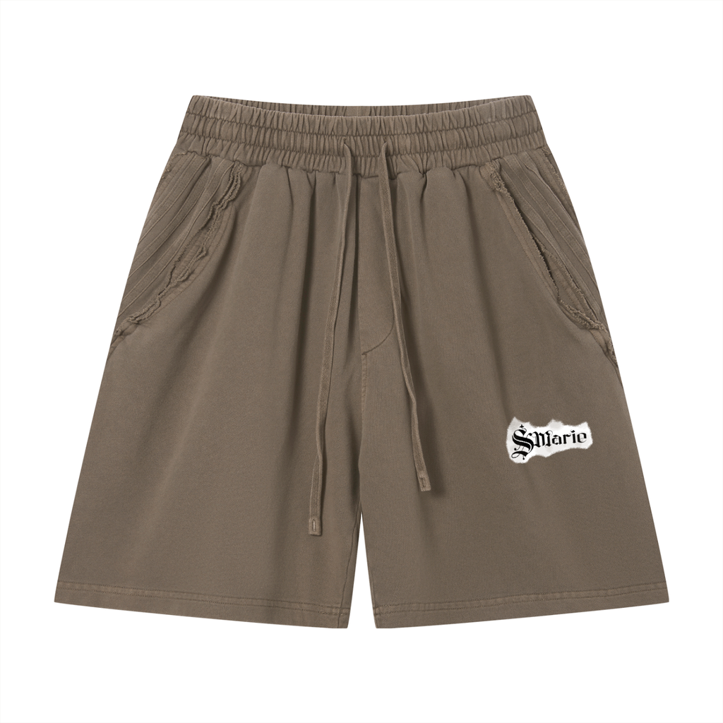 Unisex Vintage Wash Raw Edge Shorts