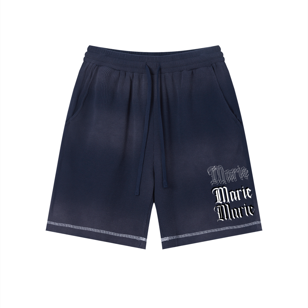 Unisex Sunfade Waffle Raw Hem Shorts