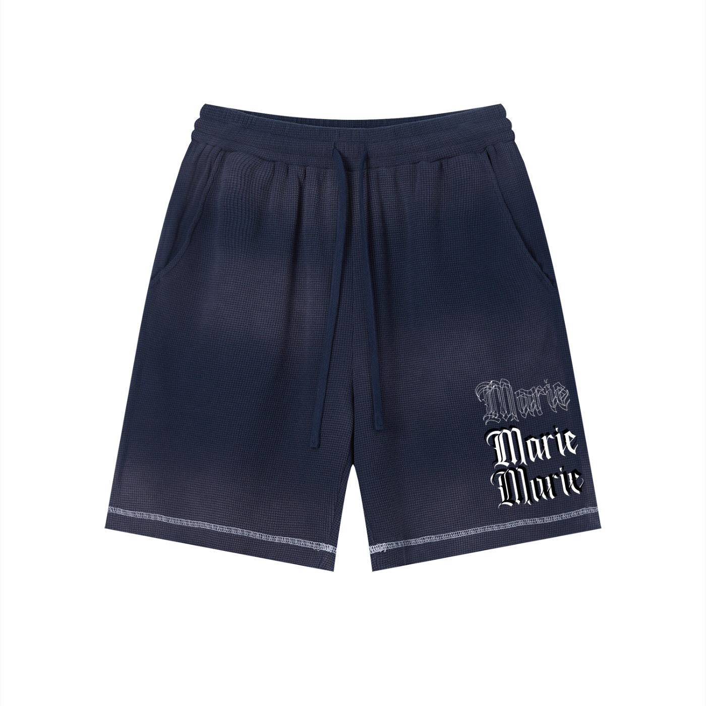 Unisex Sunfade Waffle Raw Hem Shorts