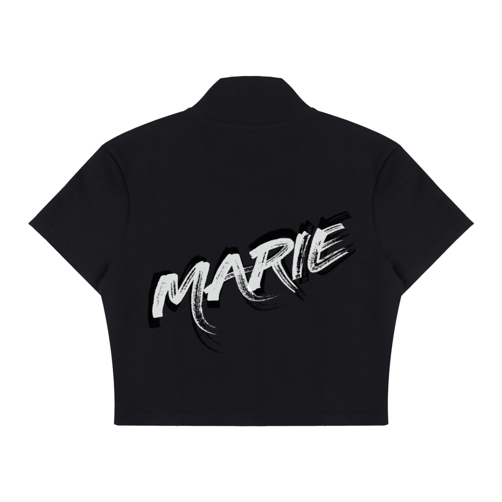 Women's Cropped Full Zip Short Sleeve T-Shirt