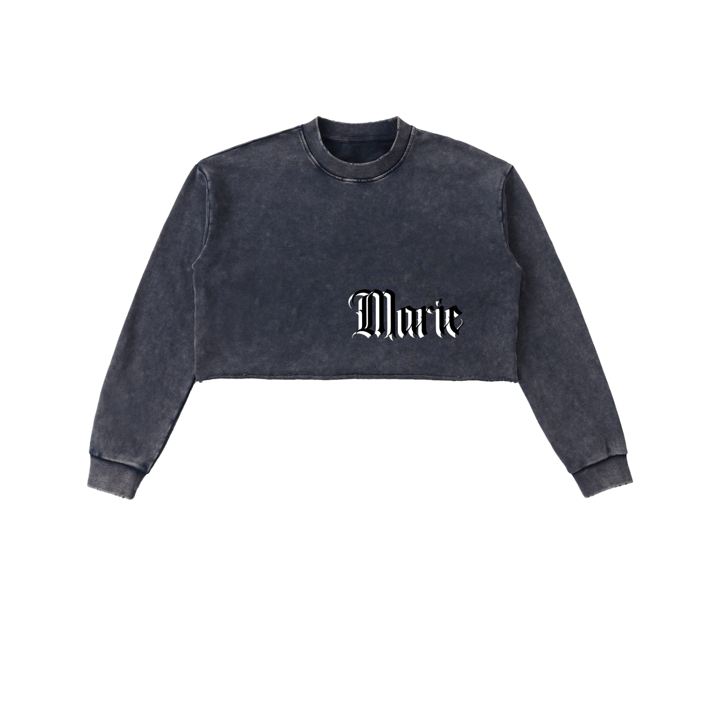 Snow Washed Raw Edge Cropped Sweatshirt