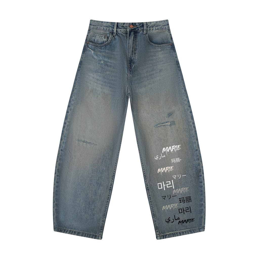 Men's Distressed Barrel Leg Jeans