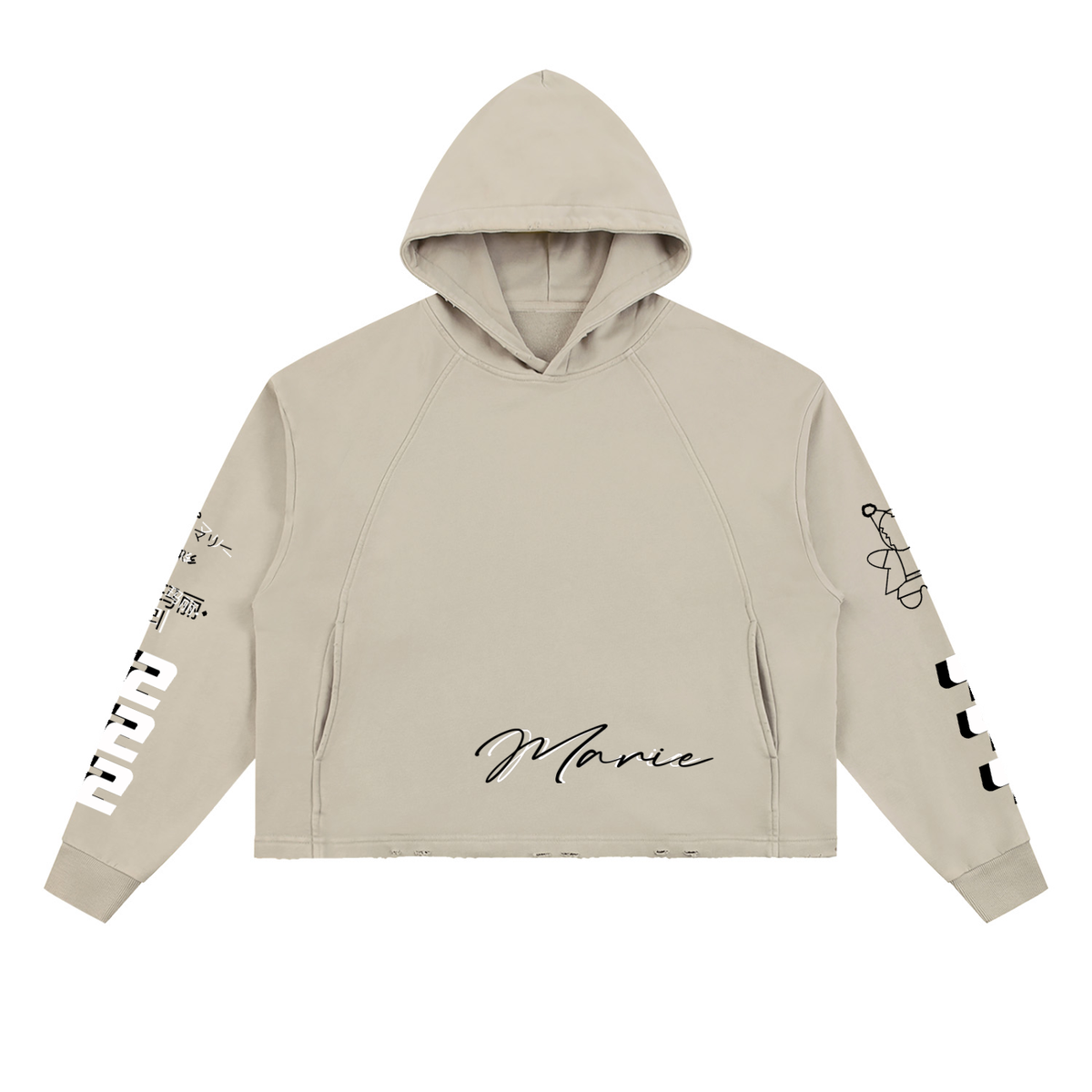 Vintage Washed Frayed-Hem Hoodie