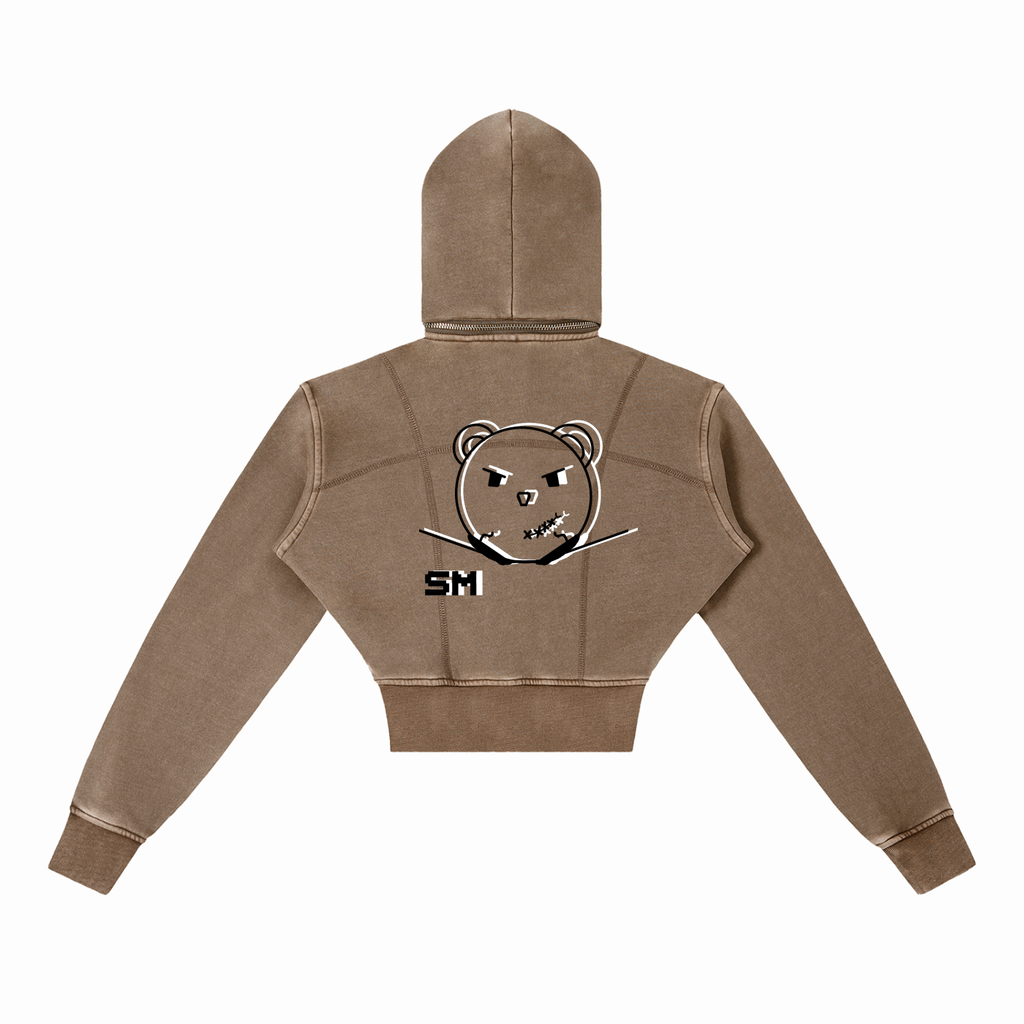 Vintage Washed Cropped Fleece Hoodie