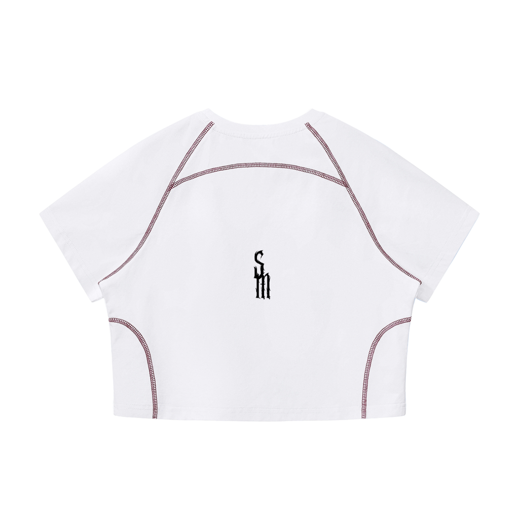 Women's Contrast Stitch Raglan Crop T-Shirt